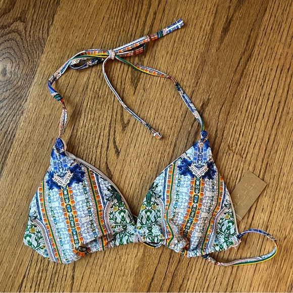 🆕 NWT Rachel Roy Moroccan Blue print halter bikini - large bottoms, medium top - Picture 3 of 13